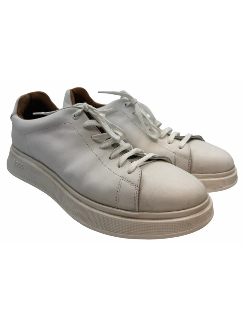 BOSS Bulton Runn Leather Sneakers White Size EU 44 | US 11